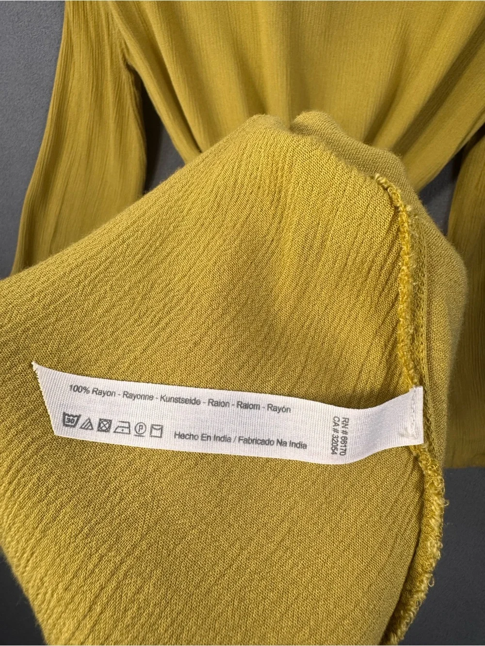 Free People Mustard Yellow V-Neck Flowy Tunic Dress with Waist Tie, XS